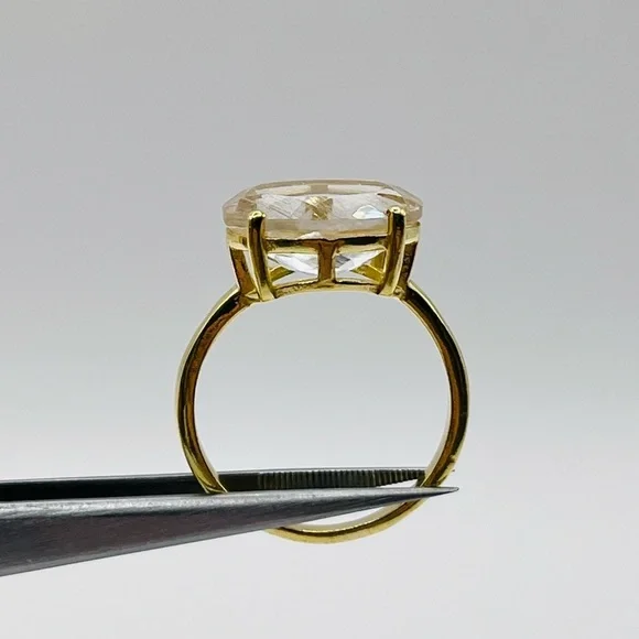 Natural Rutile Ring 18k Gold Plated 925 Sterling Silver - Picture 3 of 3